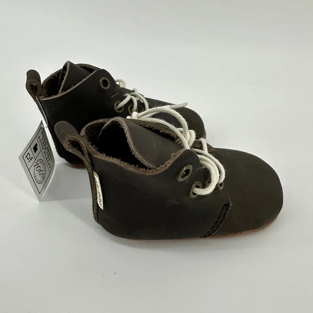 Piper Finn High Top Oxford Baby Shoes Hamilton Dark Brown Leather NWOT Size 2